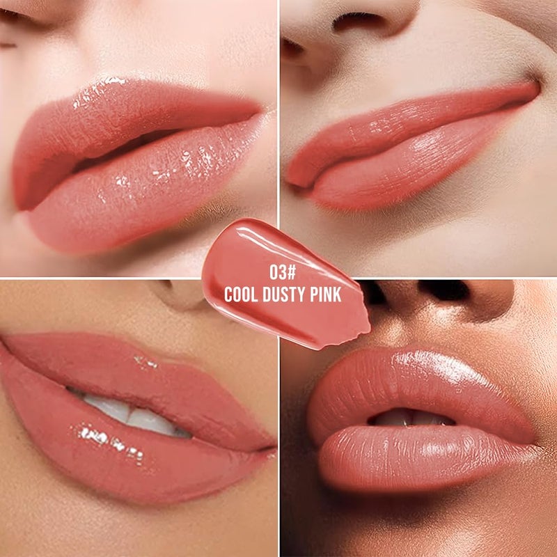 Hxssll Nourishing High-Shine Lip Gloss,Hydrating & Moisturizing Lip Tint, Non-Sticky, Long-Lasting Glossy Lip Stain,Softens & Plumps Lips for Smooth,Gentle Formula for Dry Lips 03#Cool Dusty Pink - Image 3